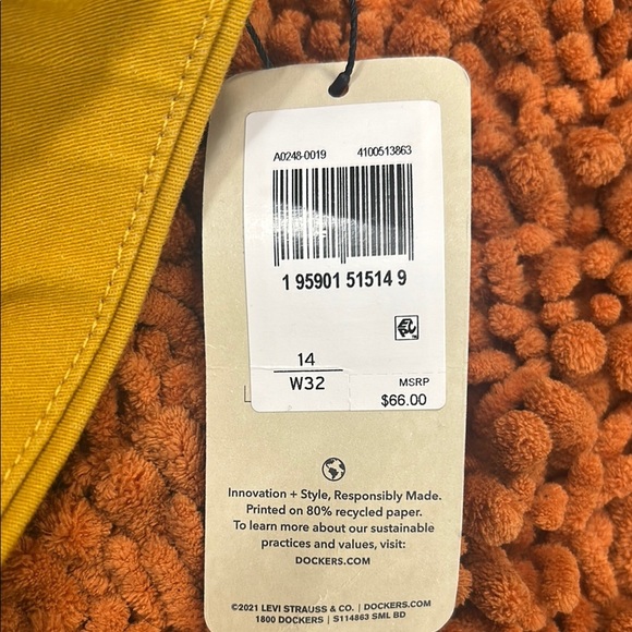 Dockers Yellow Chinos Modern Fit Cotton Blend - Picture 5 of 9